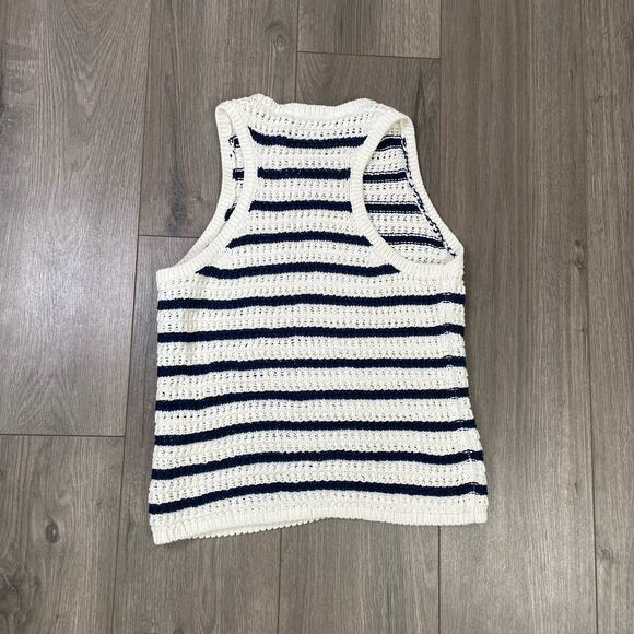 Madewell Crochet Knit Crew Neck 100% Cotton Sweater Tunic Top US Women's S New - Picture 3 of 7